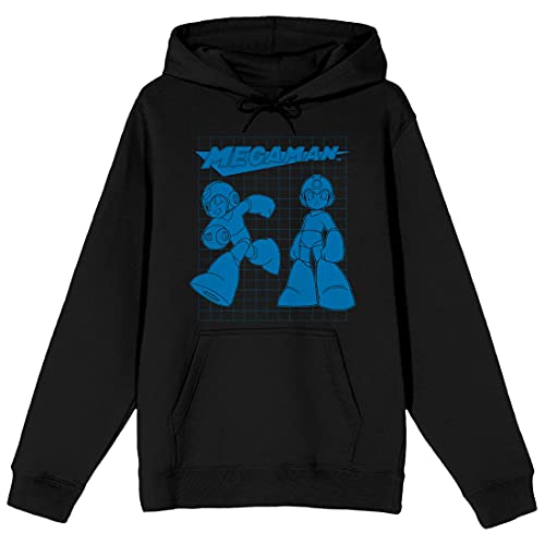 Men’s Black Packed Shirt, Megaman Running Shadow Sweatshirt-M