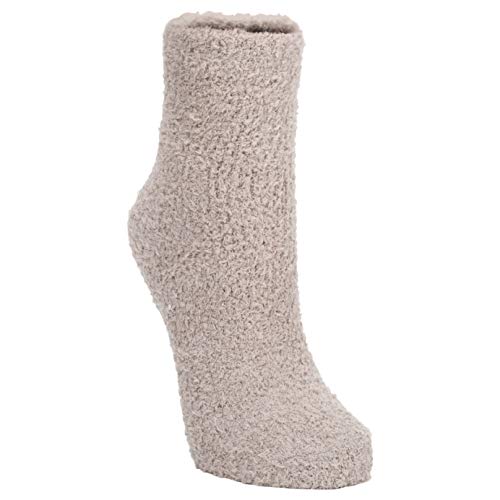 World's Softest Ultra-Soft Knit Comfort Quarter Length Cozy Socks with Grippers (Taupe)