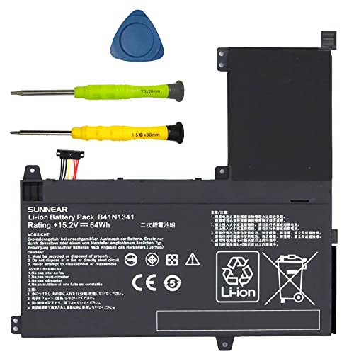 SUNNEAR B41N1341 Laptop Battery Replacement for Asus Q502 Q502LA Q502LA-BBI5T12 Q502LA-BBI5T14 Q502LA-BBI5T15 Series Notebook B41BN95 0B200-00960000 15.2V 64Wh 4110mAh