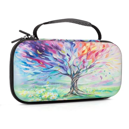 Nintendo Switch OLED Case, Ninentdo Switch Case, Carry Case for Nintendo Switch for Boy Girls Travel Storage Hard Shell with16Game Card Slot for Switch Console Joy-Con&Accessories,Seasons Tree of Life