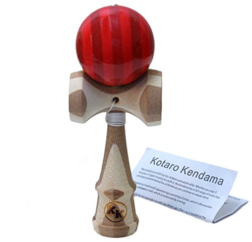 Kotaro Pro Bamboo Kendama Toy with Extra String (Red)