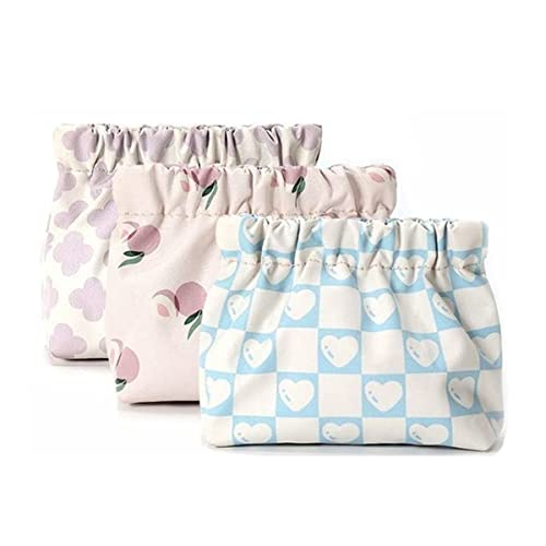 Gepehoho Small Pouches for Purse, 3pcs Portable Mini Makeup Bag, No Zipper Self-closing Accessories Organizer for Cosmetics Headphones Jewelry (D)