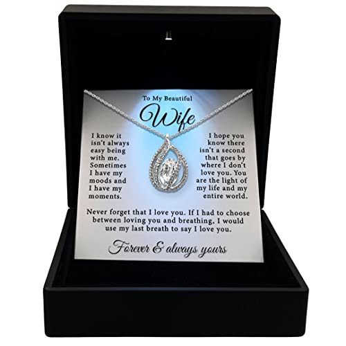 TRYNDI Romantic Necklace Gifts for Wife - Anniversary, Birthday Gift Ideas with Premium LED Box for Her (Birdcage, My Beautiful Wife)