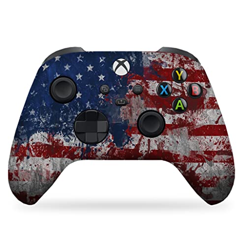 DreamController Tattered Flag Custom X-box Controller Wireless compatible with X-box One/X-box Series X/S Proudly Customized in USA with Permanent HYDRO-DIP Printing (NOT JUST A SKIN)