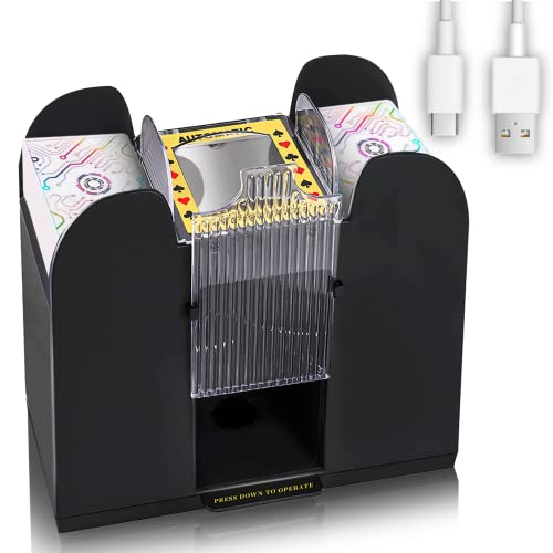 Nileole 6 Decks Automatic Card Shuffler, USB-C/Battery-Powered Hybrid Model Shuffler for UNO, Phase10, Texas Hold'em, Poker, Home Card Games, Blackjack, Party Club