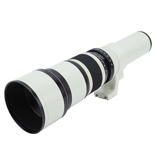 Fixed Focus Telephoto Lens, Rotatable Tripod Mount 500mm F6.3 A Mount Telephoto Lens for Bird Photography (White)