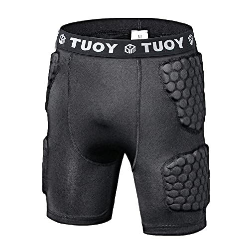 TUOY Padded Compression Shorts 5-Pads Football Girdle Hip Thigh Protector Adult Sizes