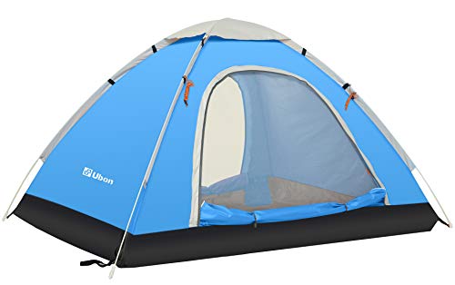 Ubon 3 Person Easy Assembly Instant Tent Ultralight Pop Up Indoor Tent Portable Outdoor for Camping Backpacking - Sky Blue