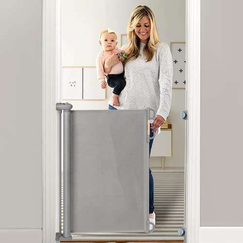 Momcozy Retractable Baby Gate, 33' Tall, Extends up to 55' Wide, Child Safety Baby Gates for Stairs, Doorways, Hallways, Indoor, Outdoor