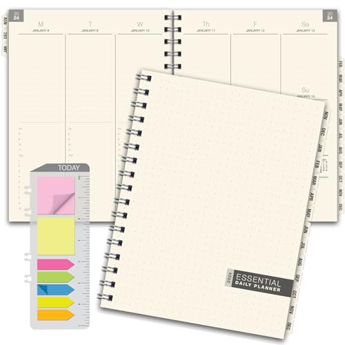 2024 Essential 8.5'x11' Monthly & Weekly Planner with Tabs - 14 Months (November 2023 Through December 2024) - Professional, Simple, Easy-to-Use Design. Frosted Vinyl Covers for Extra Protection