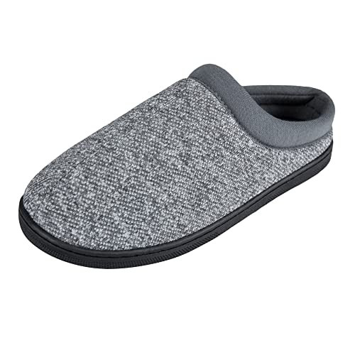Hanes Comfort Soft Memory Foam Indoor Outdoor Clog Slipper Shoe - Men’s and Boy’s Sizes, Grey, Medium