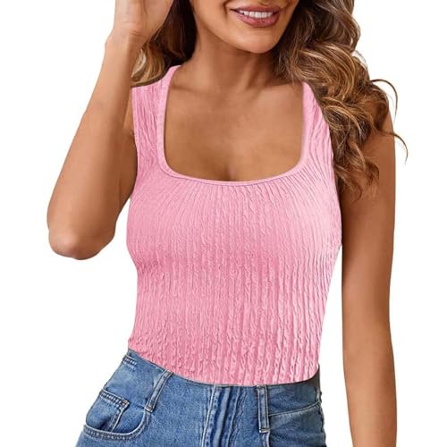 Daily Deals of The Day Prime Today Only Tank Tops for Women 2024 Loose Fit Plus Size Camisole Workout Athletic Stretch Summer Dressy Casual Workout Tube Tops Pink
