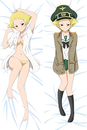 Coscase Japanese Anime Girls Und Panzer Nishizumi Maho Miho & Darjeeling Dakimakura Pillow Cover Case Hugging Body Pillowcase 60 x 20 inches(150cm x 50cm)