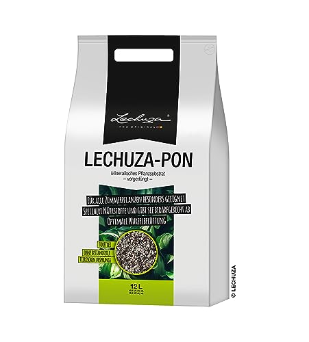 Lechuza 19562 PON Mineral Plant Substrate Potting Mix for Indoor Gardening, 12 Liter Bag, Grey