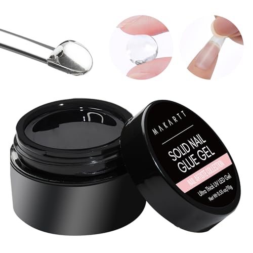 Makartt Solid Nail Gel Glue for Soft Gel Nail Tips Strong Clear Acrylic Nail Tips Solid Gel Nail Glue for Press On Nails Fake Nails Solid Hard Gel for Nails Nail Art DIY Home 15ML UV Light Cured
