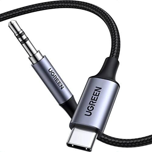 UGREEN USB C to 3.5mm Audio Adapter Hi-Fi Stereo Type C to Aux Headphone Male Cord Car Auxiliary Cable Compatible with iPhone 15 Pro Max/15 Plus, Galaxy S23 S24 Ultra iPad Pixel, Grey, 3.3FT