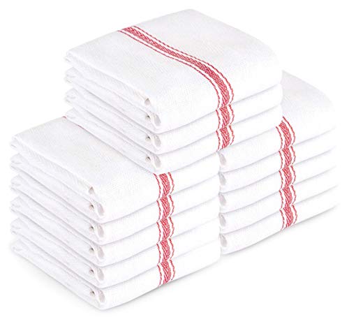 AMA's Kitchen Kitchen Towels Dish Towels Tea Towels 100 Percent Cotton Dish Cloths Red and White Dish Towels (15 x 25 Inch) Machine Washable (15)