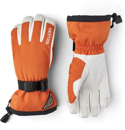 Hestra Unisex Powder Gauntlet Glove I Leather Glove for Everyday Winter Wear and Alpine Skiing - Brick Red - 10