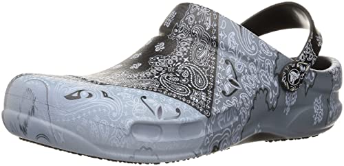 Crocs Unisex Bistro Graphic Clogs, Slip Resistant Work Shoes, Bandana Print, 6 US Women
