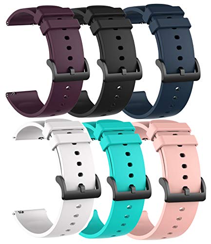 TenCloud 6Pack Bands Compatible with Smaiit Y22 Watch/BANLVS Y22 Smart Watch/A-TGTGA Y22 Watch Strap Quick Release Waterproof Silicone Adjustable Replacement Band for BANLVS Y22 Smartwatch