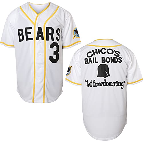 MNMN 3 Kelly Leak Jersey Bad News Bears 12 Tanner Boyle 1976 Chico's Bail Bonds Men Movie Baseball Jersey S-3XL, XX-Large, White