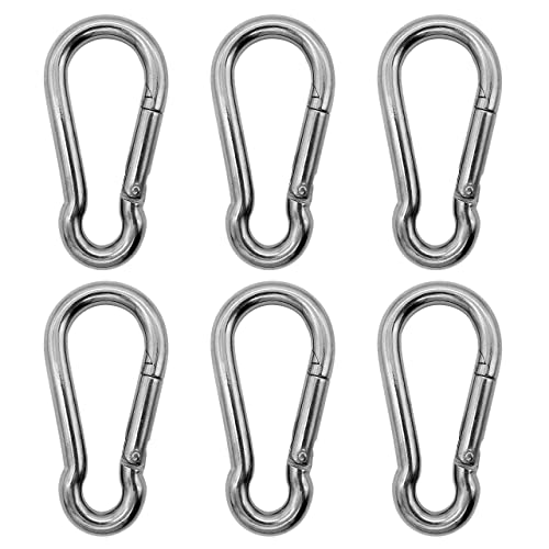 Outmate Marine Grade 316 Stainless Steel Carabiners -2.36 inch Heavy Duty, Durable & Rust-Free Clips for Gym, Swing, Dog Leashes, Hammocks, Keychains, and More(316,M6,Pack of 6)