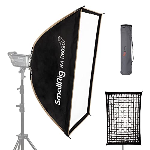 SMALLRIG Rectangular Softbox with Quick Release Pressing Design, 60 x 90cm (23.6' x 35.4') Bowens Mount Softbox with Beam Grid & Diffusers for Studio Lighting, RA-R6090-3930