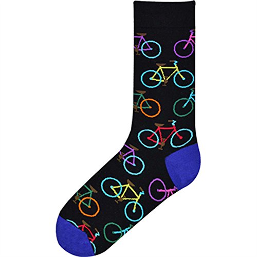 K. Bell Socks mens Sports and Outdoors Fun Novelty Crew Casual Sock, Bright Bikes (Blue), 6 12 US