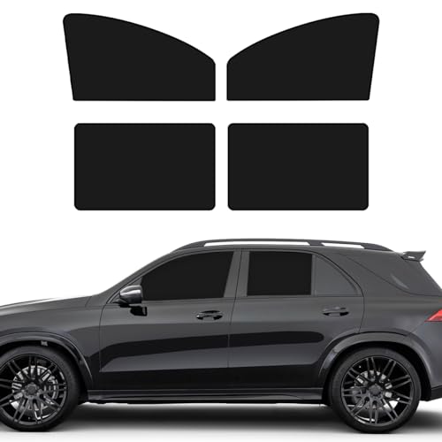 Sylvil 4 PCS Car Side Window Sun Shades, Magnetic Front Rear Window Shades for Sun Heat Blocking & UV Protection, Auto Privacy Sunshade Curtain for Baby Camping, Car Accessories (Black)