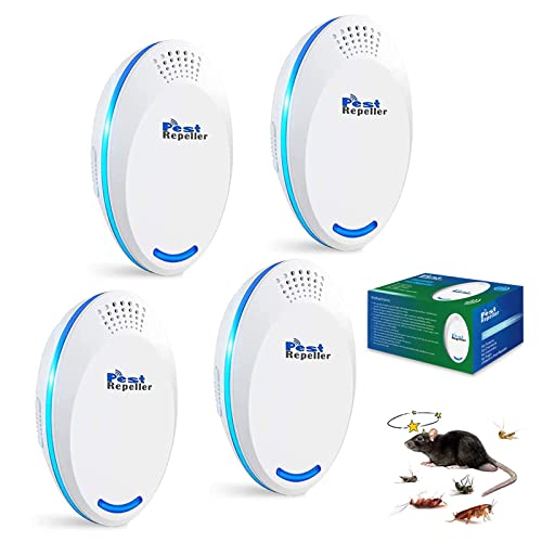 Pbisnrmo Ultrasonic Pest Repeller,4 PCS Mouse Repellent,Rodent Repellent,Mice Repellent Indoor,Pest Repellent Ultrasonic Plug in,Rat Repellent for House,Spider Repellent,Insect Repellent for Home