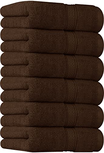 Utopia Towels [6 Pack Premium Hand Towels Set, (16 x 28 inches) 100% Ring Spun Cotton, Ultra Soft and Highly Absorbent 600GSM Towels for Bathroom, Gym, Shower, Hotel, and Spa (Dark Brown)