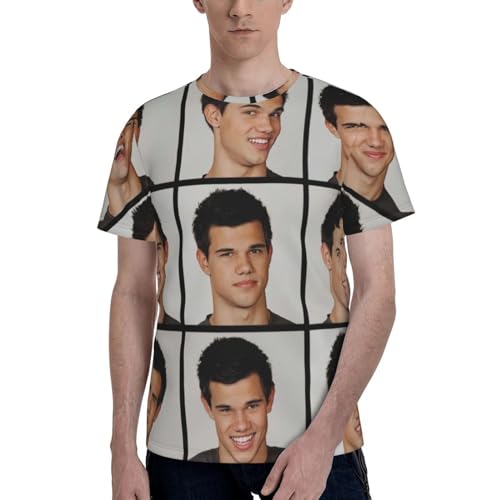 WINDSORCHEF Taylor Lautner T Shirt Man's Summer Loose Tee Casual Crew Neck Short Sleeve Tshirt Black Small