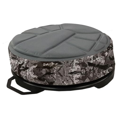 Hawk Memory Foam Bucket Top Seat - Silent Lightweight Comfortable Swiveling Portable Camo Chair for Camping, Hunting, Fishing | Easily Mounts to 2.5-7 Gallons Bucket