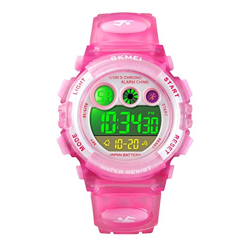Birthday Gifts for 6-12 Years Old Girls, Pink Kids Digital Sports Waterproof Watches with Alarm Stopwatch Children Outdoor Analog Electronic Watch Birthday Presents Gifts for Age 4-12 Year Old Girls