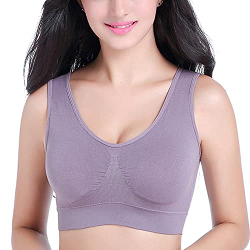 Teen Girls Women's Longline Yoga Sports Bra Push Up Plus Size Cami Padded Comfort Workout Bra Wireless Everyday Bras Exercise Bras for Women Gray 2X