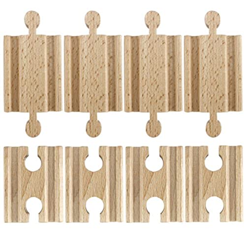 Set of 8 Male-Male Female-Female Wooden Train Track Adapters - Railway Expansion Accessories Compatible with Major Toy Trains - Hobbies, Games, and Table Activities for Kids