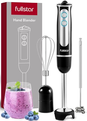 Immersion Blender, Hand Blender Electric, 3-in-1 Immersion Blender Handheld, 9-Speed, 500W Handheld Blender - Hand Blenders Immersion, Hand Mixer Electric Blenders for Kitchen, Smoothie Blender