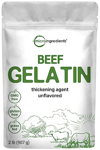 Beef Gelatin Powder, 2lb (32oz) | Premium Source from Grass-Fed & Pasture Raised Beef | Unflavored Thickening Agent for Cooking & Baking | Rich in Natural Protein & Collagen | Non-GMO, Gluten Free