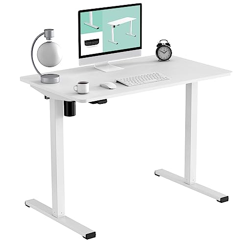 FLEXISPOT Electric Stand Up Desk Workstation 40 x 24 Inches Whole-Piece Desktop Ergonomic Height Adjustable Standing Desk (White Frame + 40' White Desktop)