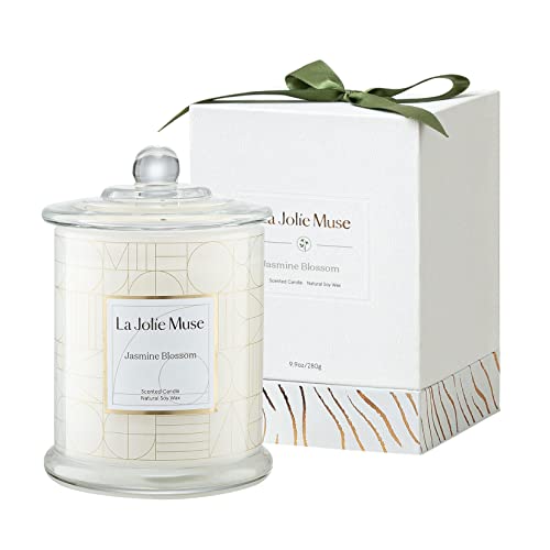 LA JOLIE MUSE Candles Gifts for Women, Candles for Women with Gift Box, Jasmine Scented Candle, Candles for Home Scented, Natural Soy Candles, 70 Hours 10 oz