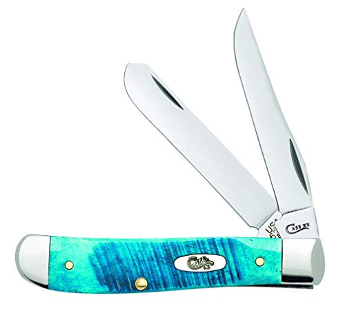 Case XX WR Pocket Knife Mini Trapper Caribbean Blue Jig Bone Item #25593 - (6207 SS) - Length Closed: 3 1/2 Inches