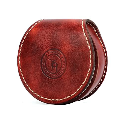 Tourbon Handmade Sewing Round Small Coin Purse Change Holder Earplug Key Holder - Brown