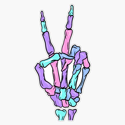 RQH Trading Peace sign skeleton fingers Sticker Bumper Sticker Vinyl Decal 5'', RQH-SKTON-STICKERS-1024