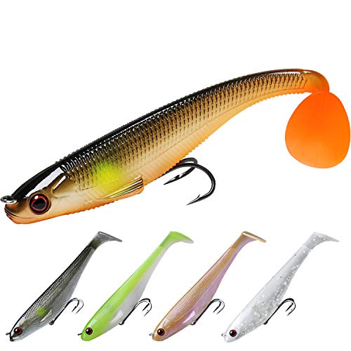 TRUSCEND Power Soft Fishing Lures Pre-Rigged BKK Hook, Japan Formula, Slow Sinking, Swimming, Jerking, Freshwater or Saltwater Swimmer for Bass Trout Pike Fishing Fishing Gifts for Men