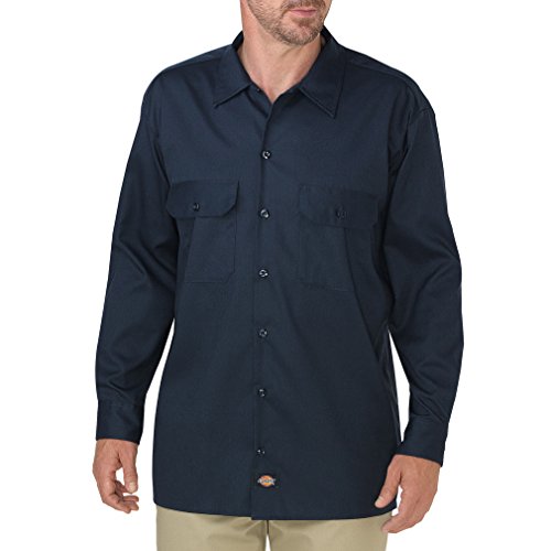 Dickies mens Long Sleeve Flex Twill Flex Twill work utility button down shirts, Dark Navy, X-Large US