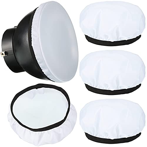 4 Pieces Diffuser Lamp Sock Soft Diffuser Lamp Cover 7 Inches/ 18 cm Standard Cloth Diffuser Light Sock Lampshade Reflector Lamp Sock for Strobe Flash Light Speedlite (White)