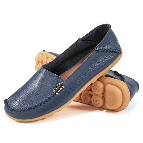 Alicegana Women's Comfortable Shoes Loafer Casual Leather Natural Driving Fashion Flats Breathable Nurse Walking Ladies Slip On Shoes