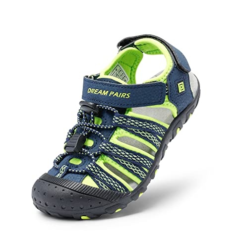 DREAM PAIRS Boys Girls Toddler Summer Outdoor Athletic Kids Sport Sandals 171111-K Size 1 Little Kid Navy/NEON/Green