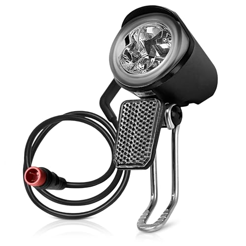 Ebike Headlight Black Bike Lights for Night Riding 6-60V - Electric Dirt Bike Front Light Mountain Bike Accessories Black Road Bike Led Headlight Cycling Accessories for Bike, 2 Pin Connector