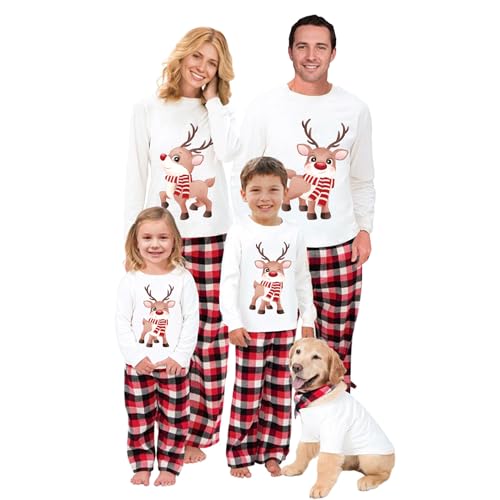 OAKFashion Christmas Family Pajamas Holiday Christma Pajama Family Matching Pjs Set Cute Sleepwear Elk Xmas Jammies for Couples Youth(#A311, Mom, XL)
